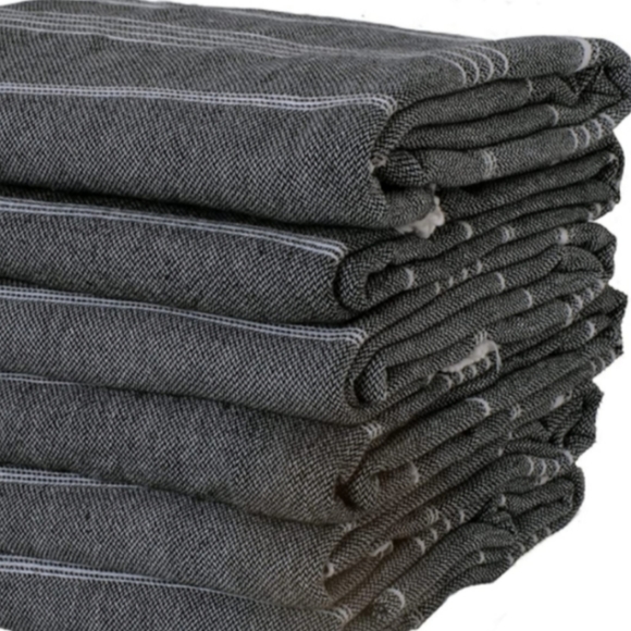 Quick Dry Beach Towel Turkish Cotton Peshtemal Black White Stripe Sarong Spa - Picture 6 of 7